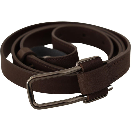 Elegant Brown Fashion Belt with Silver-Tone Buckle