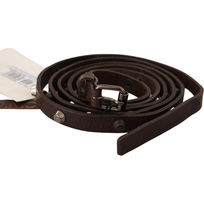 Costume National Brown Leather Silver Tone Buckle Belt