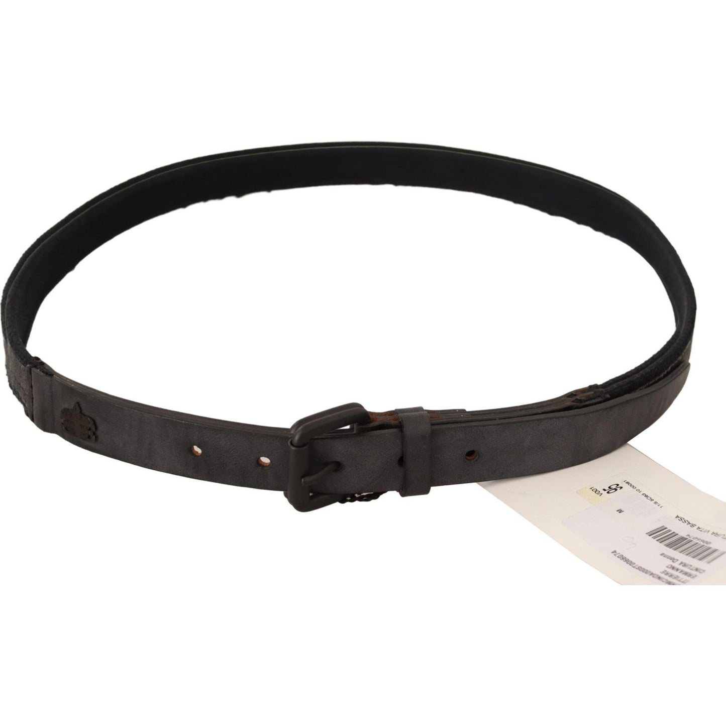 Classic Black Leather Belt with Buckle Fastening