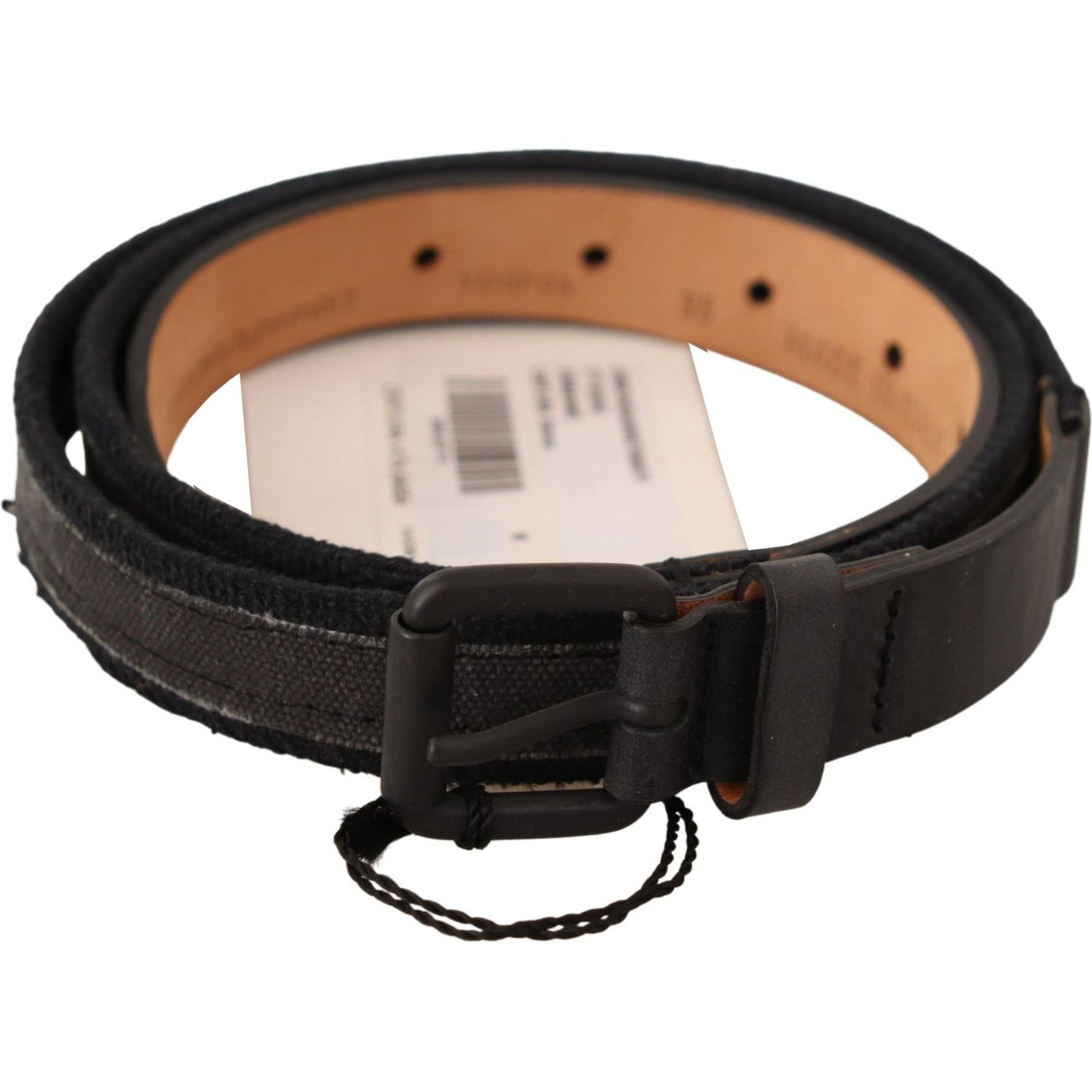 Classic Black Leather Belt with Buckle Fastening