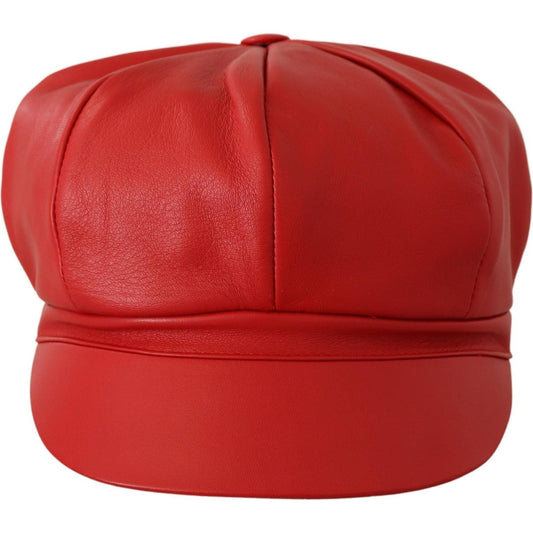 Chic Red Leather Cabbie Cap Dolce & Gabbana