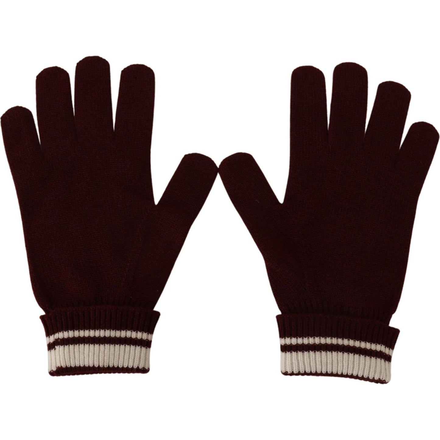 Elegant Red Cashmere Gloves with Crown Motif