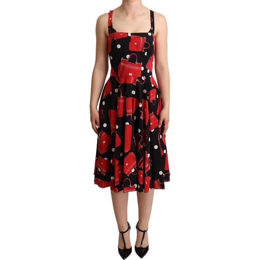 Sicilian Bag Print Sleeveless Midi Dress