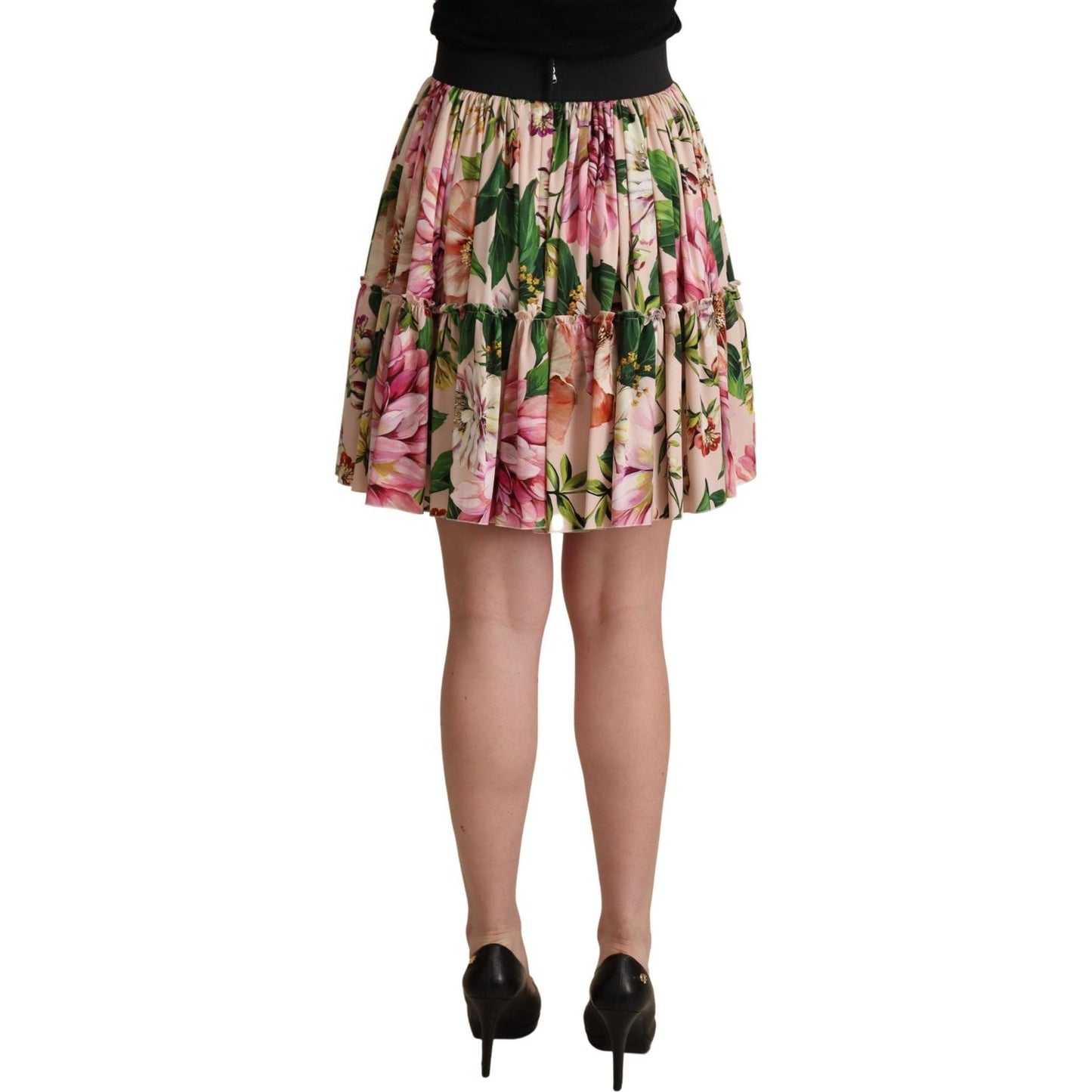 Elegant Floral Silk High Waist Mini Skirt