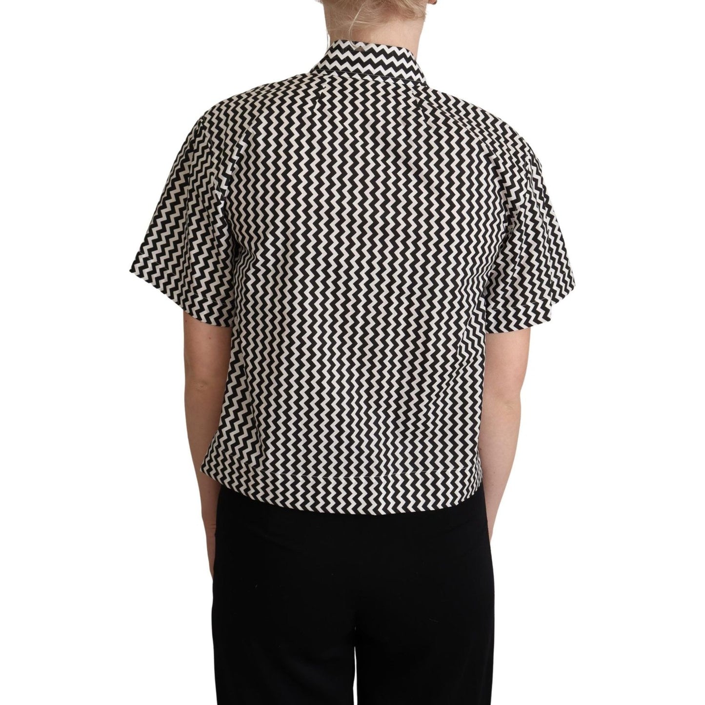 Zigzag Elegance Cotton Polo Top