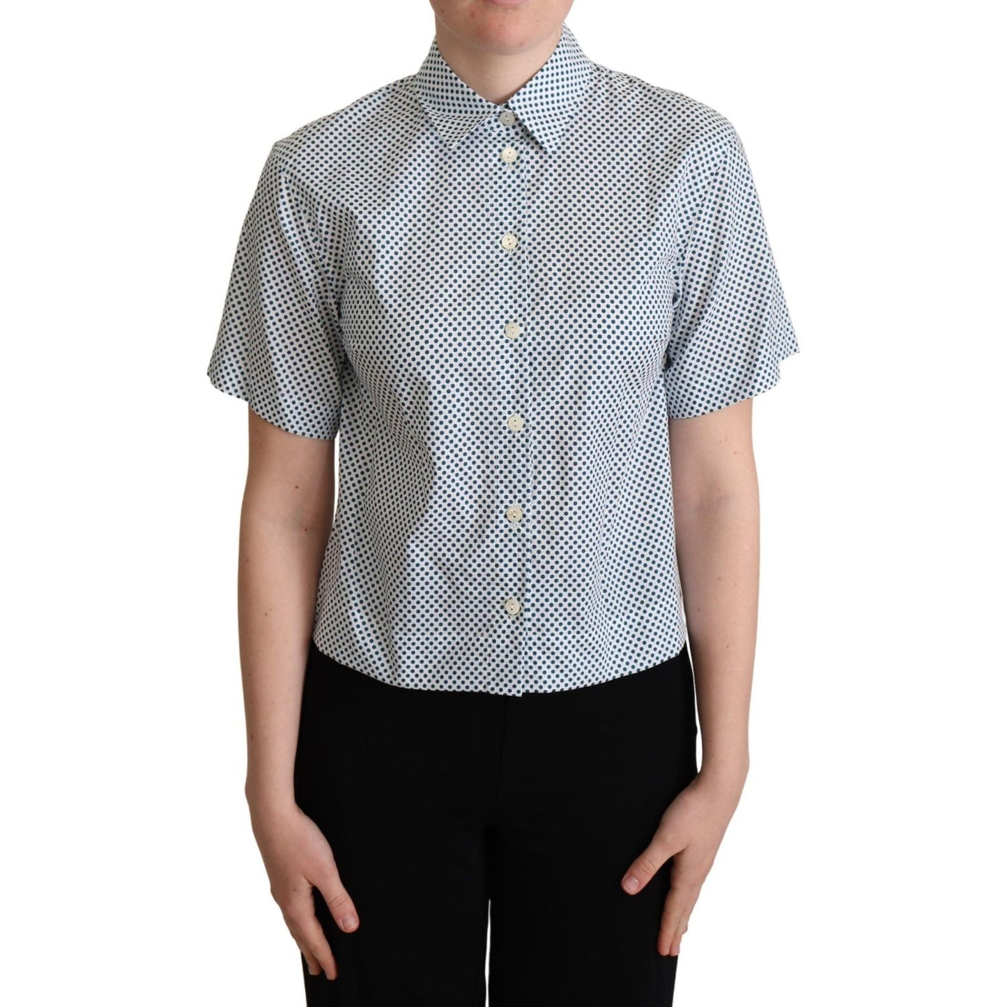 Elegant Polka Dot Cotton Polo Shirt