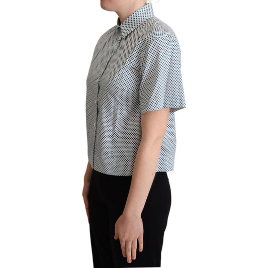 Elegant Polka Dot Cotton Polo Shirt