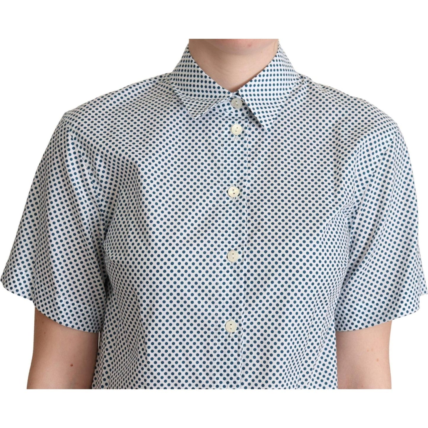 Elegant Polka Dot Cotton Polo Shirt