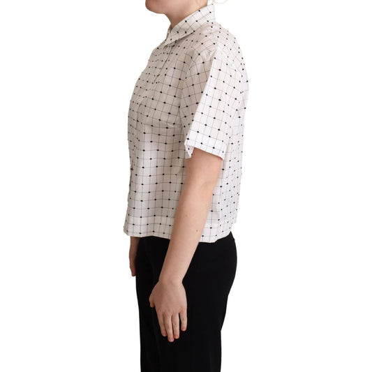 Chic Monochrome Polka Dot Polo Top