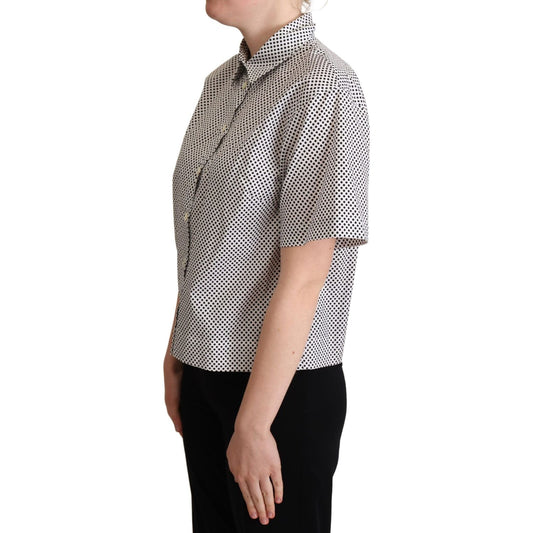 Elegant Polka Dot Cotton Polo Top