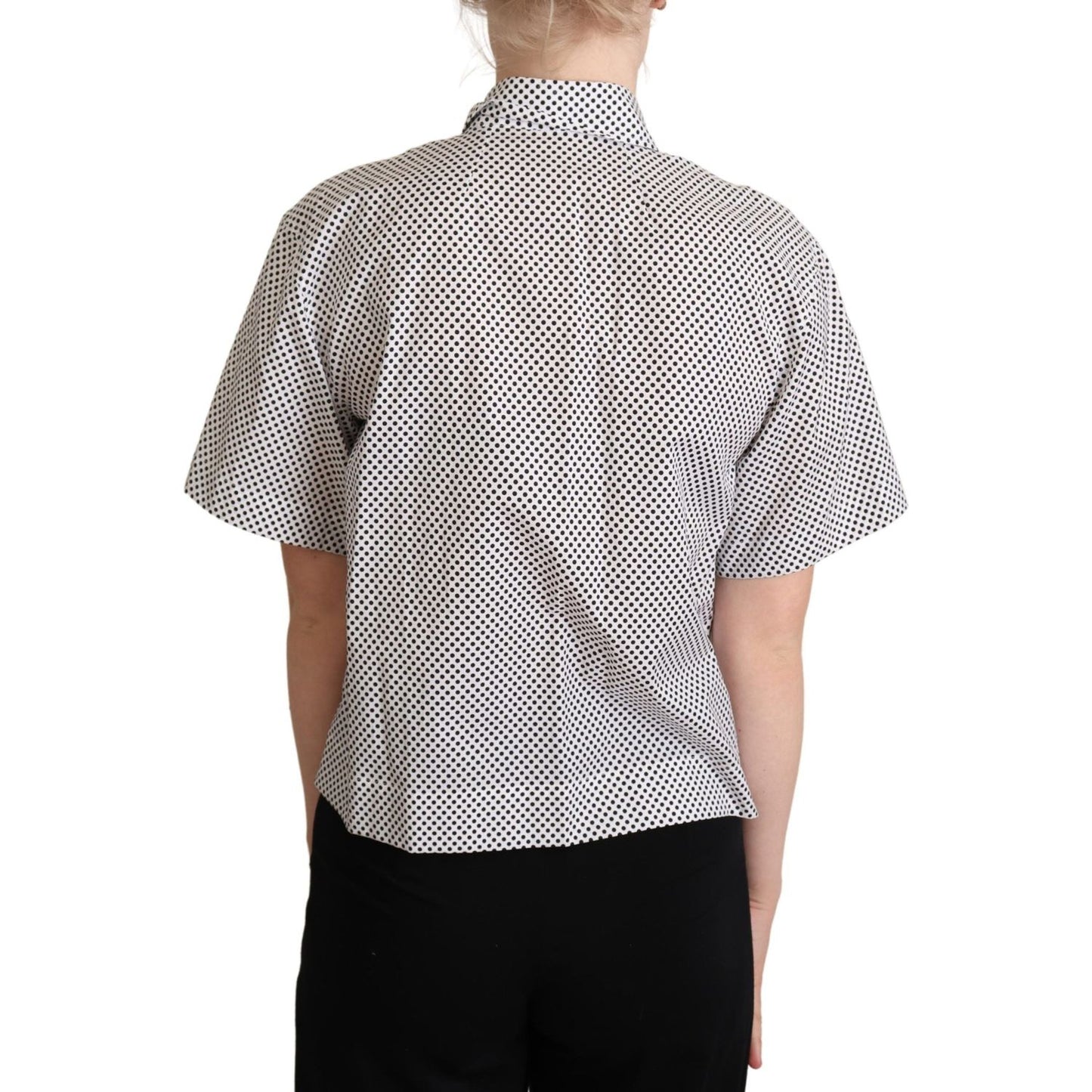 Elegant Polka Dot Cotton Polo Top