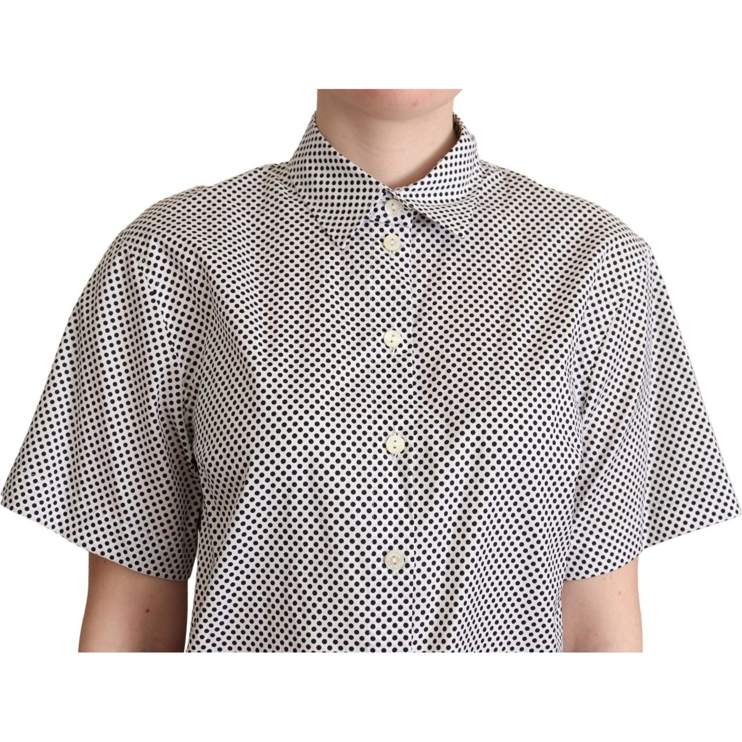 Elegant Polka Dot Cotton Polo Top