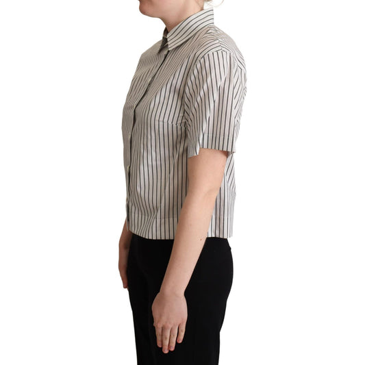 Chic Monochrome Striped Polo Shirt