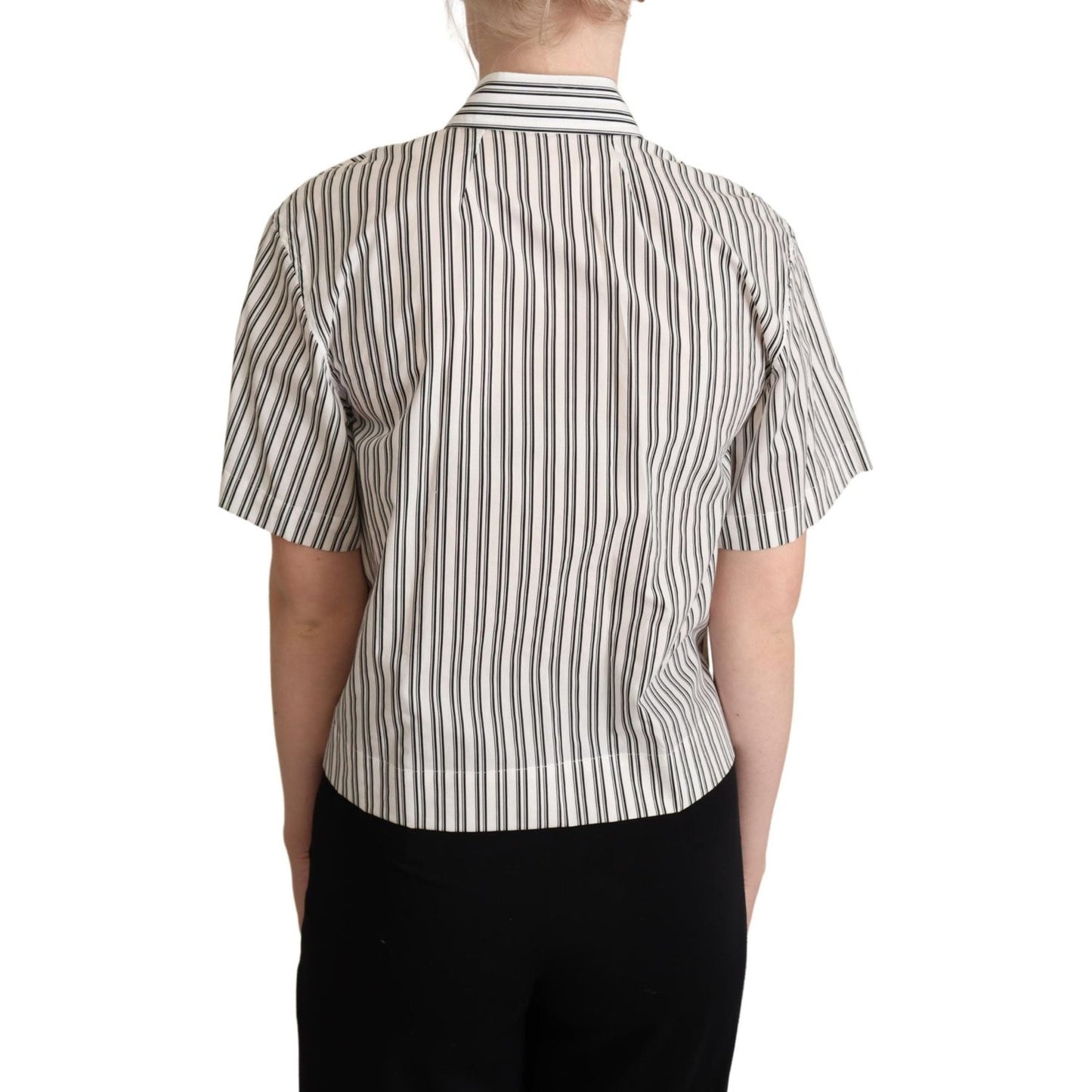 Elegant Striped Cotton Polo Top