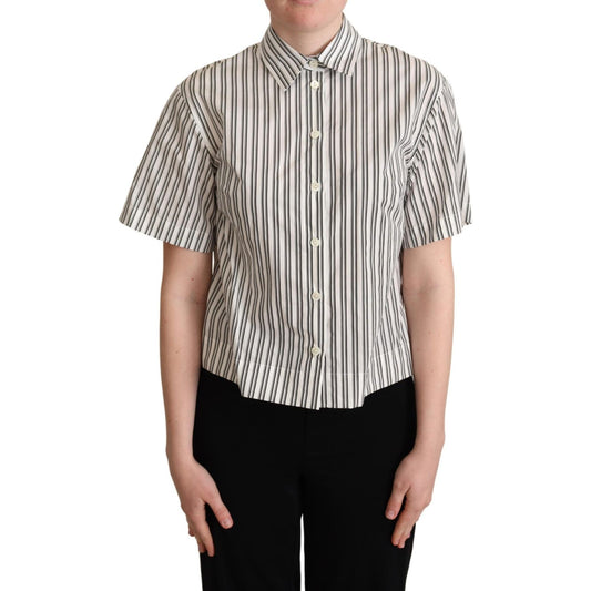 Elegant Striped Cotton Polo Top