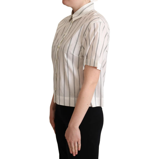 Elegant Striped Cotton Polo Top