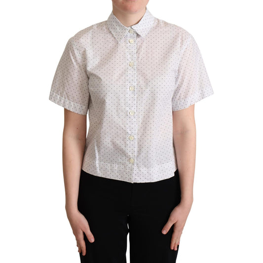 Elegant Polka Dot Cotton Polo Top