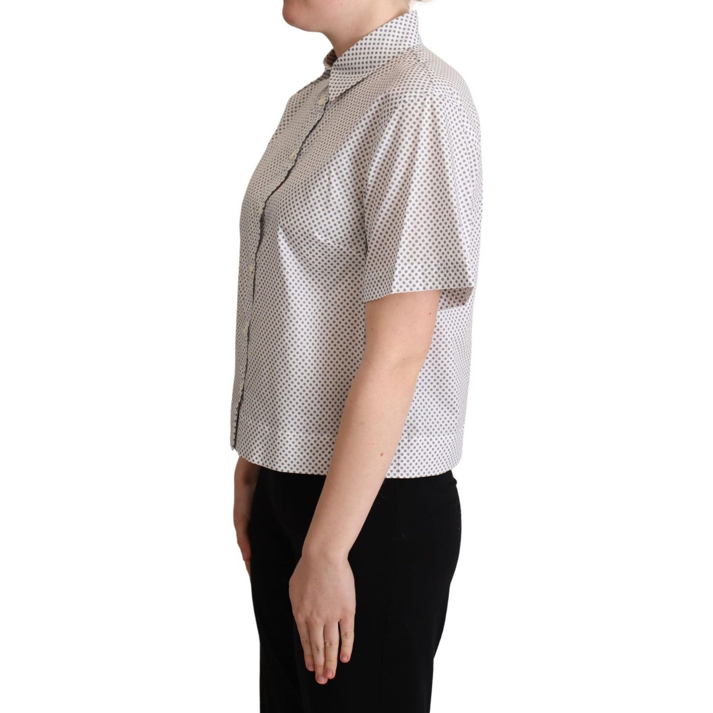 Chic Gray Polka Dot Short Sleeve Polo