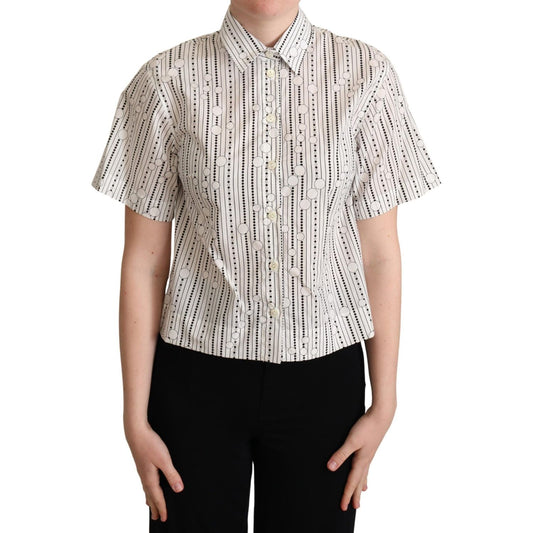 Geometric Elegance Collared Polo Top