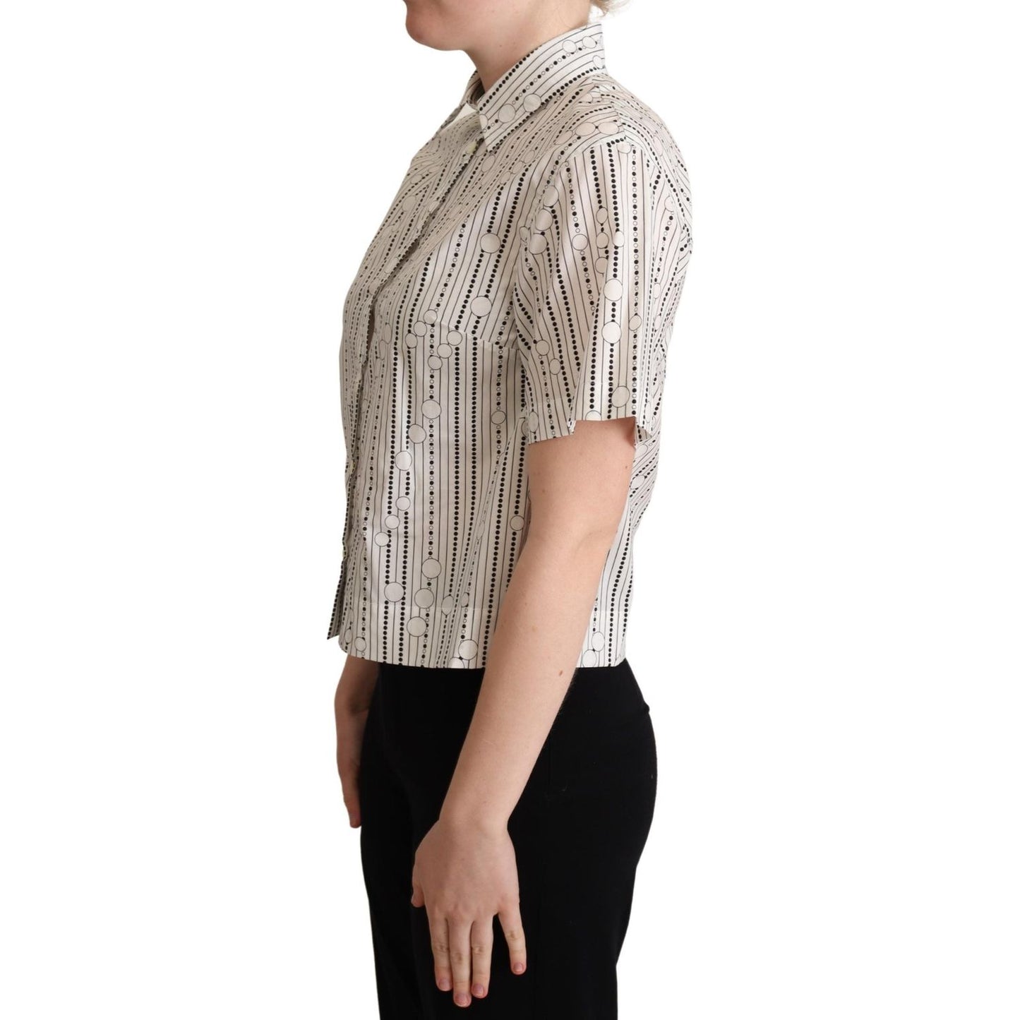 Geometric Elegance Collared Polo Top