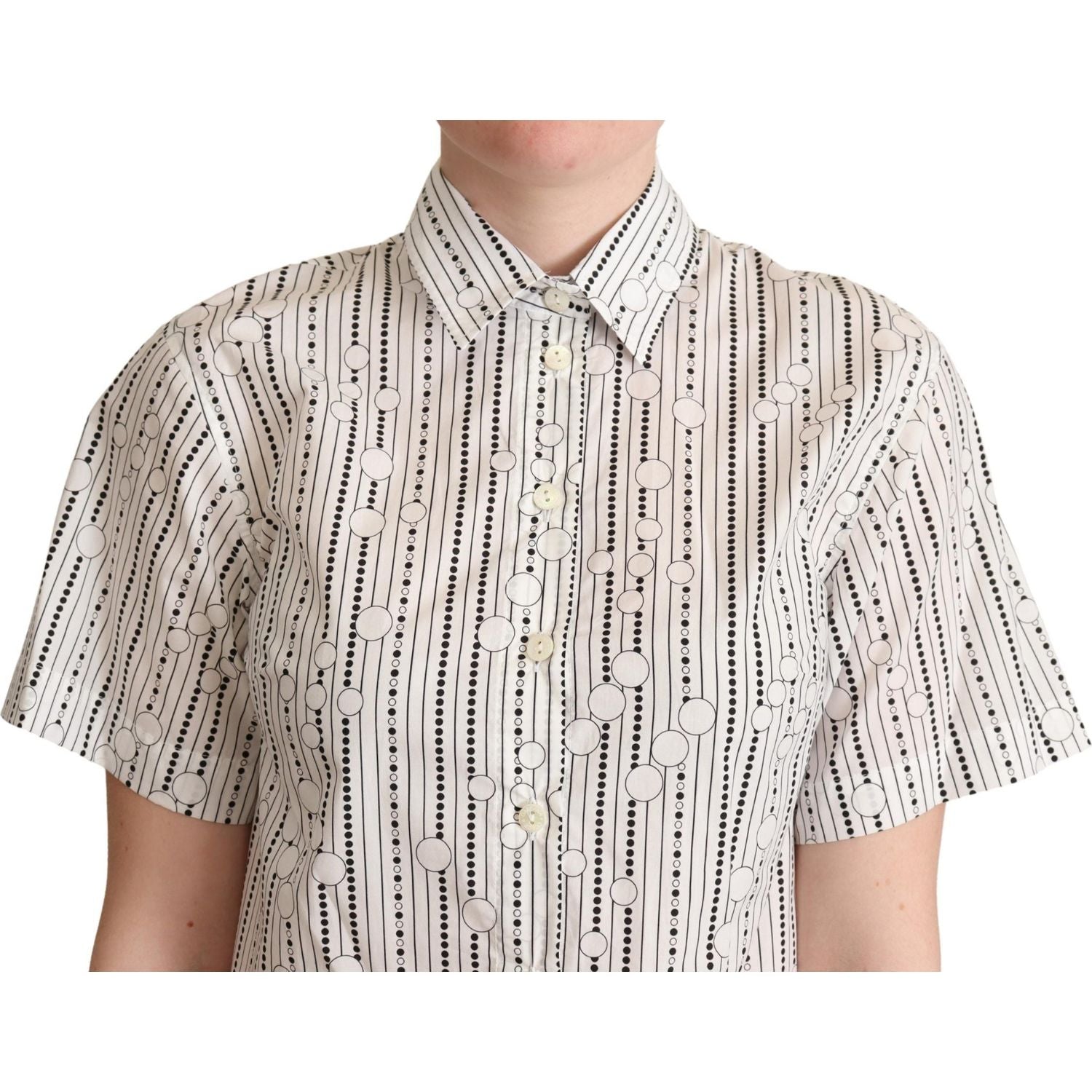 Dolce & Gabbana White Circles Dots Collared Button Up Shirt