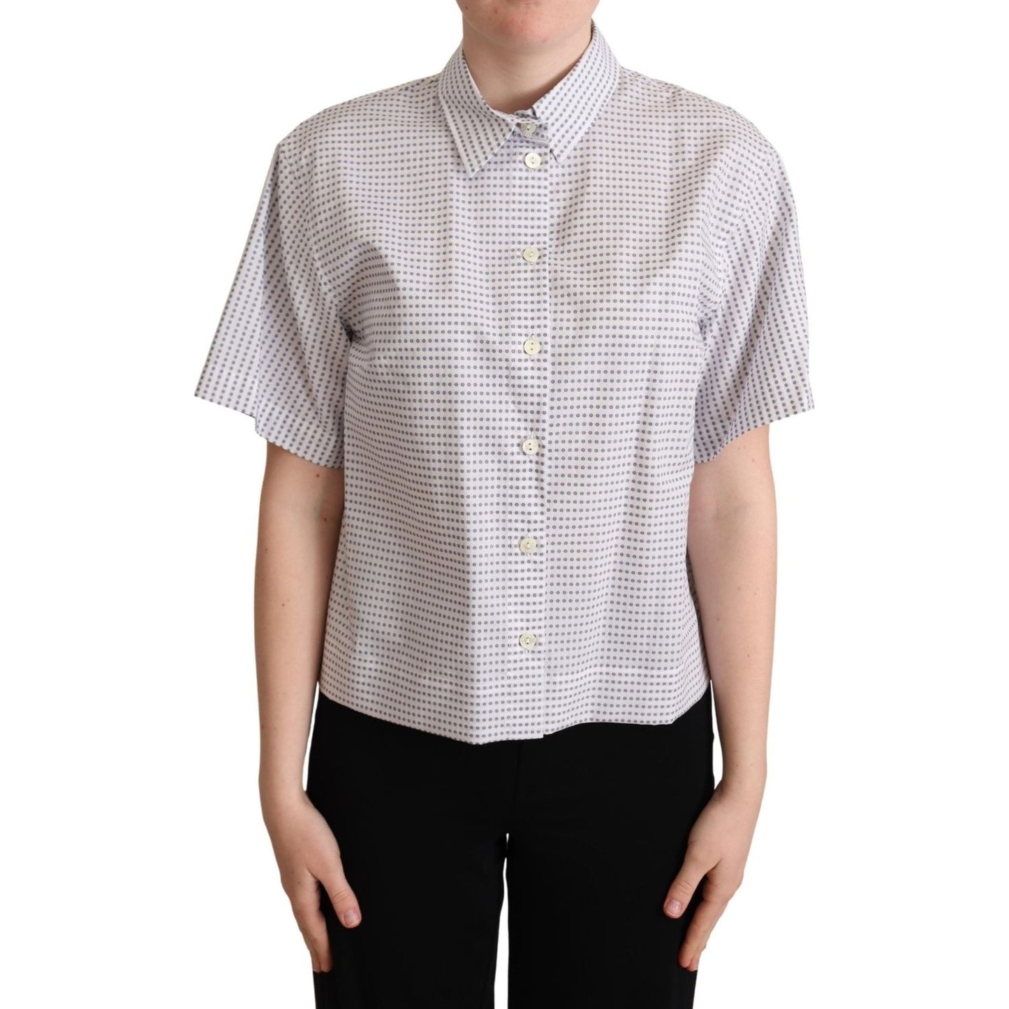 Elegant Polka Dots Collared Polo Top