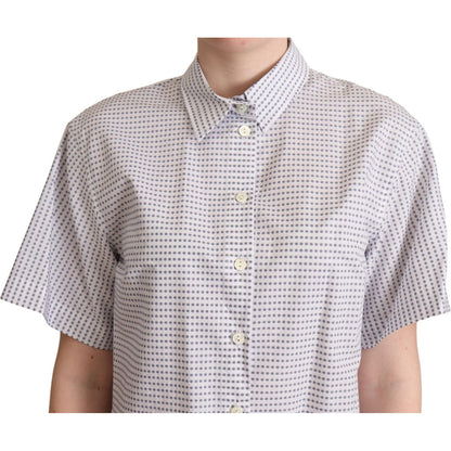 Dolce & Gabbana White Polka Dots Collared Blouse Shirt