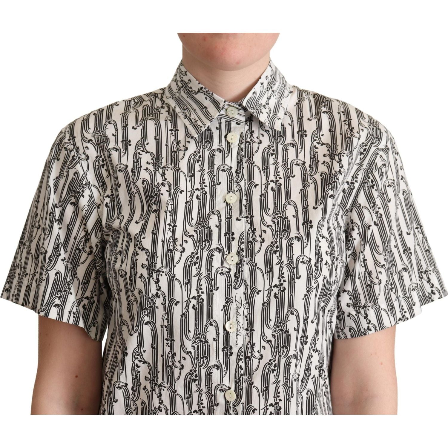 قميص بولو قطني أنيق مزين بالزهور من دولتشي آند غابانا