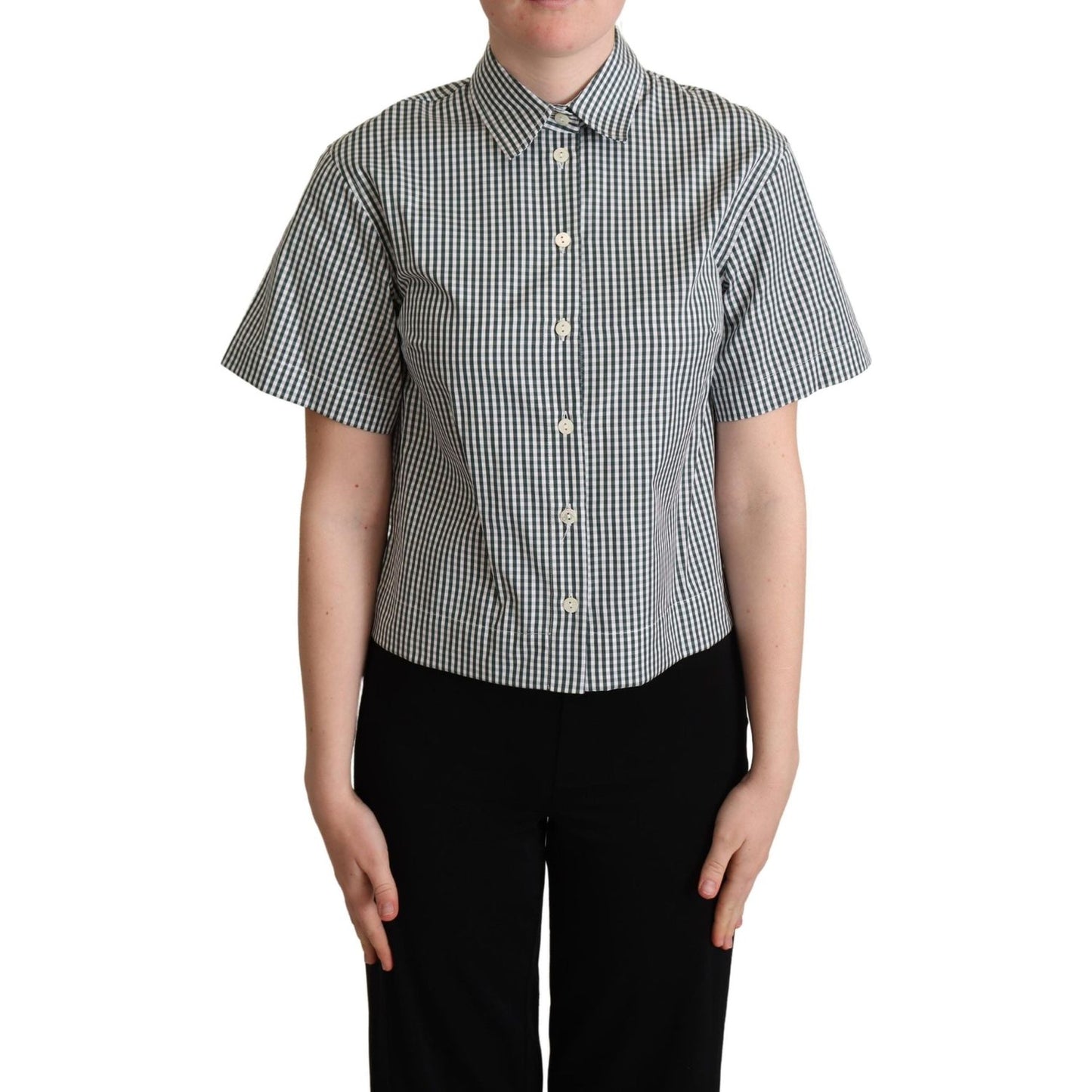 Elegant Checkered Cotton Polo Top