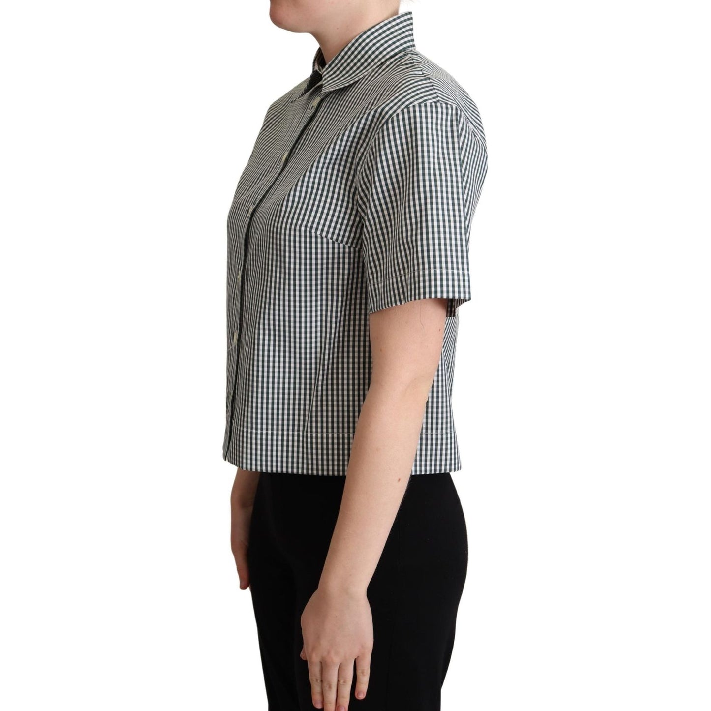 Elegant Checkered Cotton Polo Top