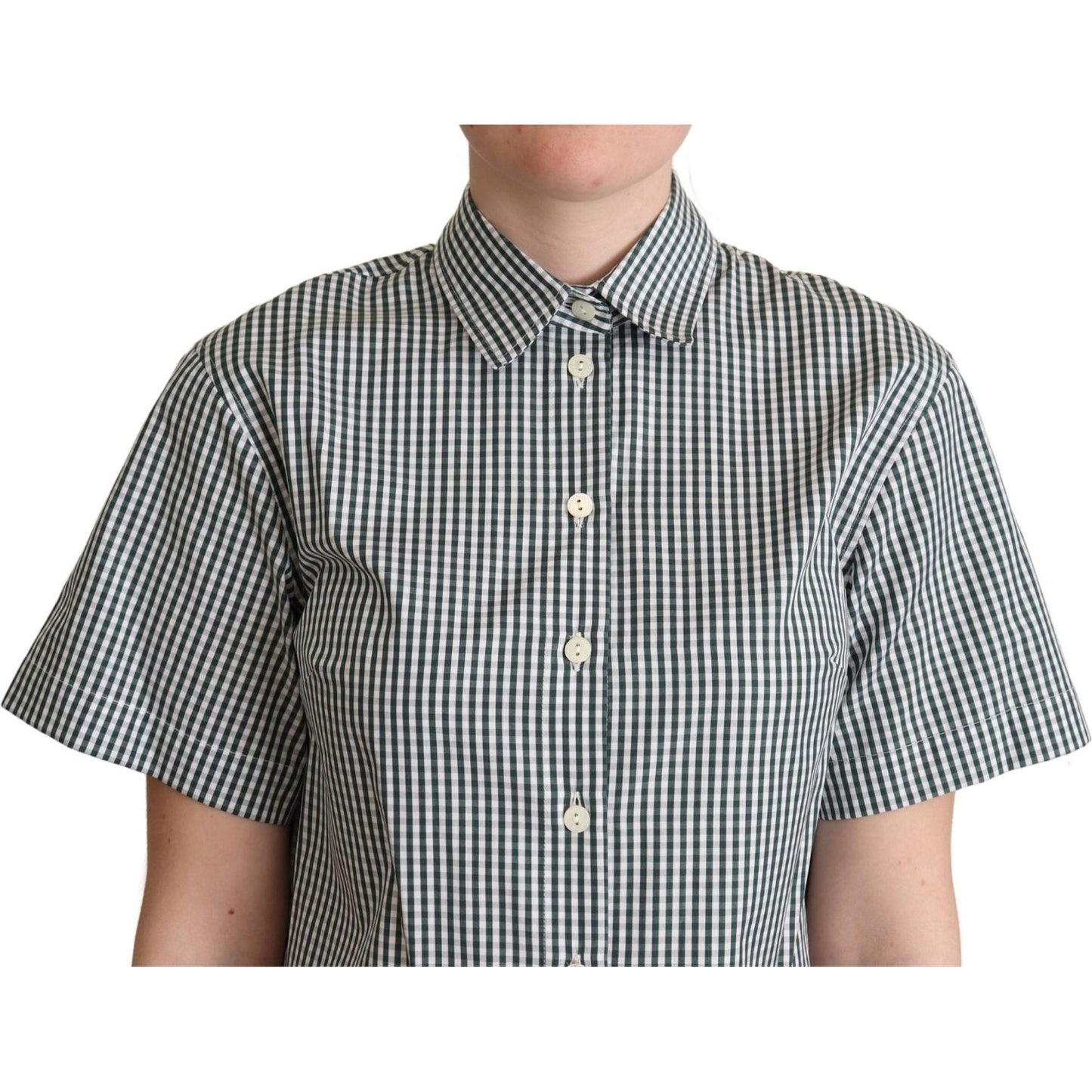 Elegant Checkered Cotton Polo Top