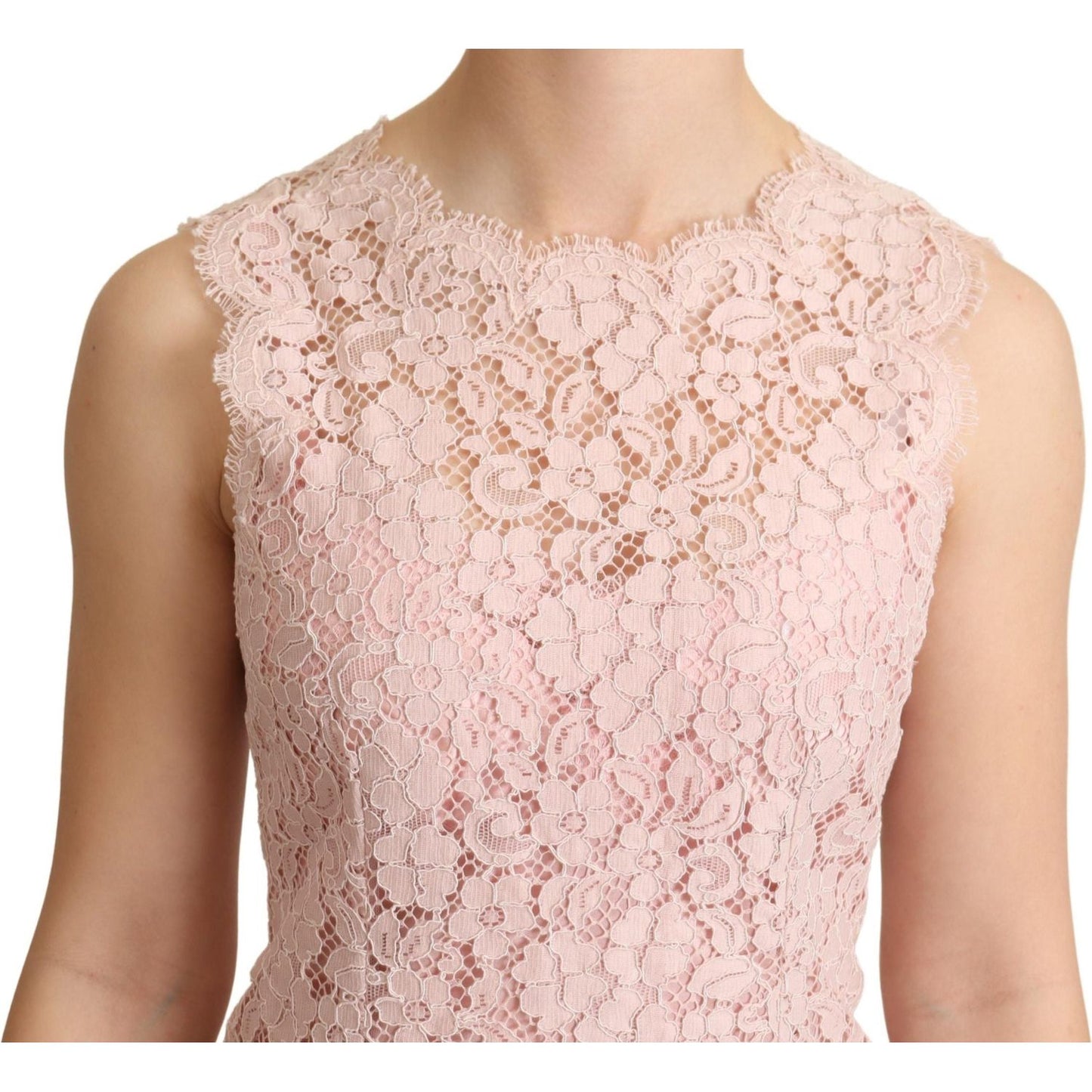 Elegant Pink Lace Sleeveless Blouse