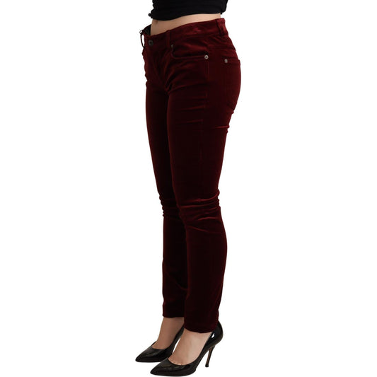 Exquisite Bordeaux Red Skinny Pants