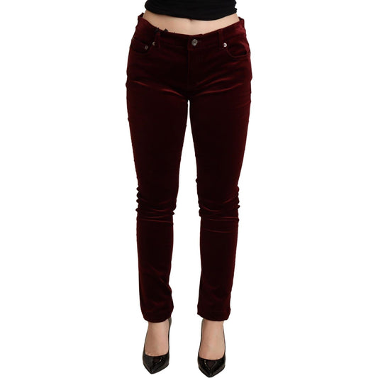 Exquisite Bordeaux Red Skinny Pants