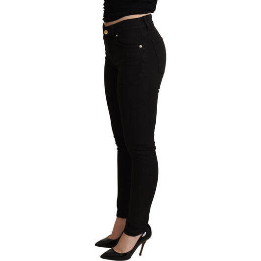 Elegant Mid-Waist Skinny Black Jeans