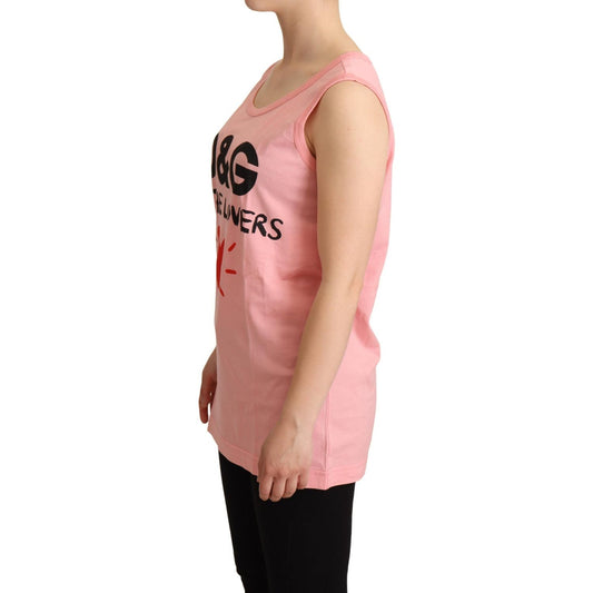 Chic Pink Motive Print Crewneck Tee