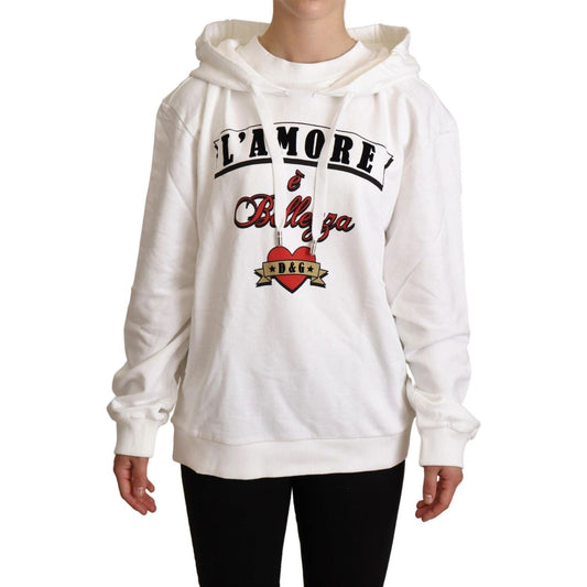 White L'Amore Motive Hooded Sweater