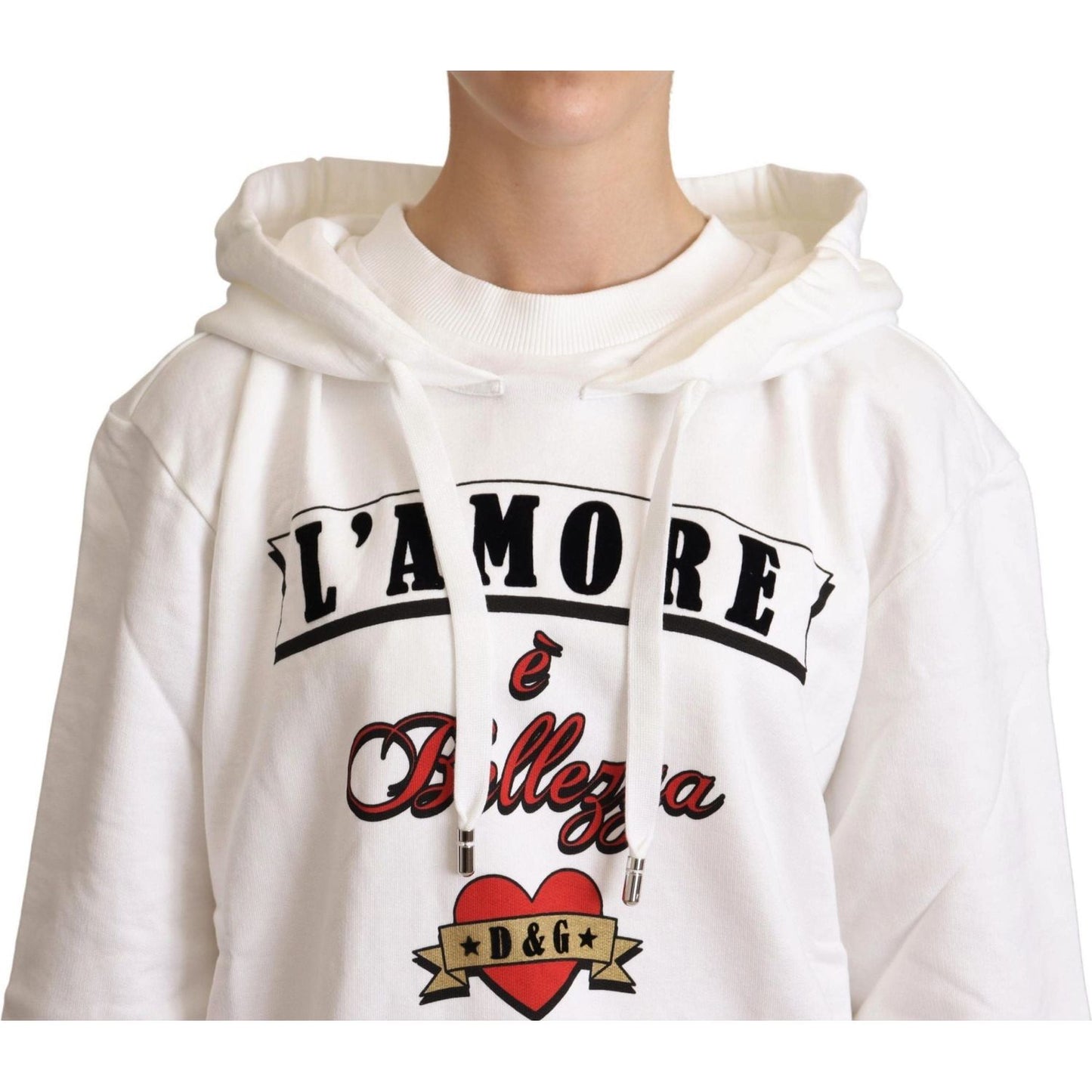 White L'Amore Motive Hooded Sweater