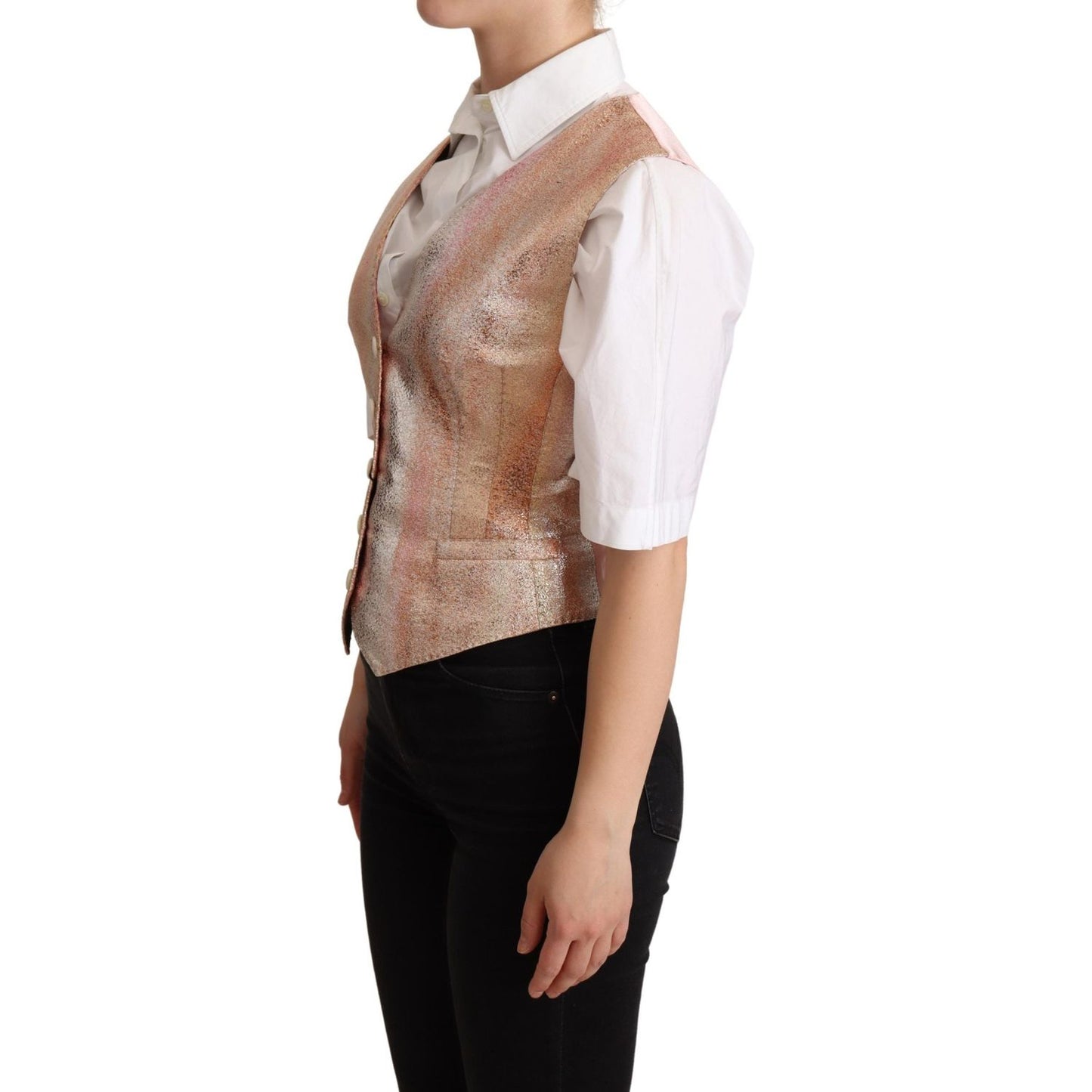 Elegant Pink Metallic Sheen Waistcoat