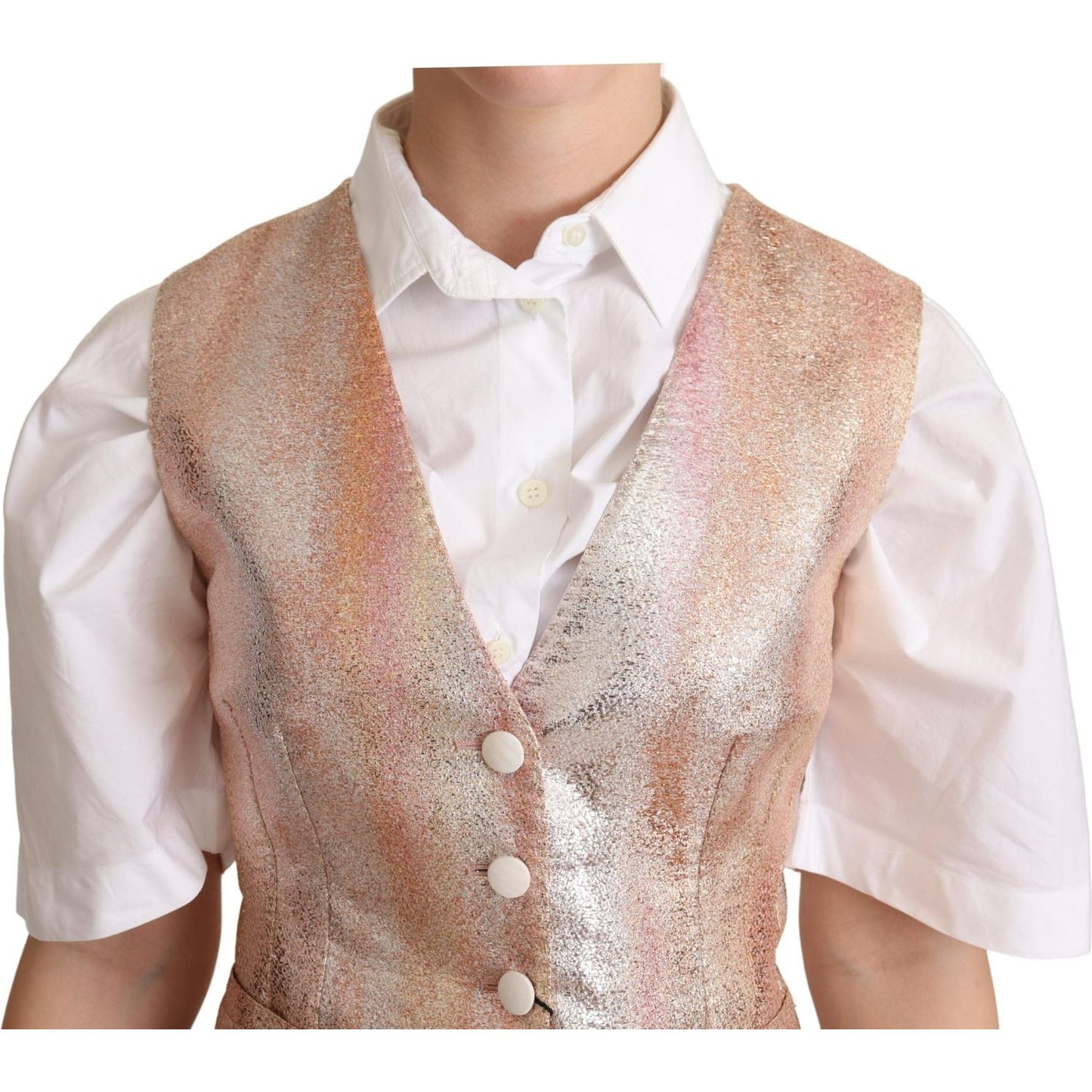 Elegant Pink Metallic Sheen Waistcoat