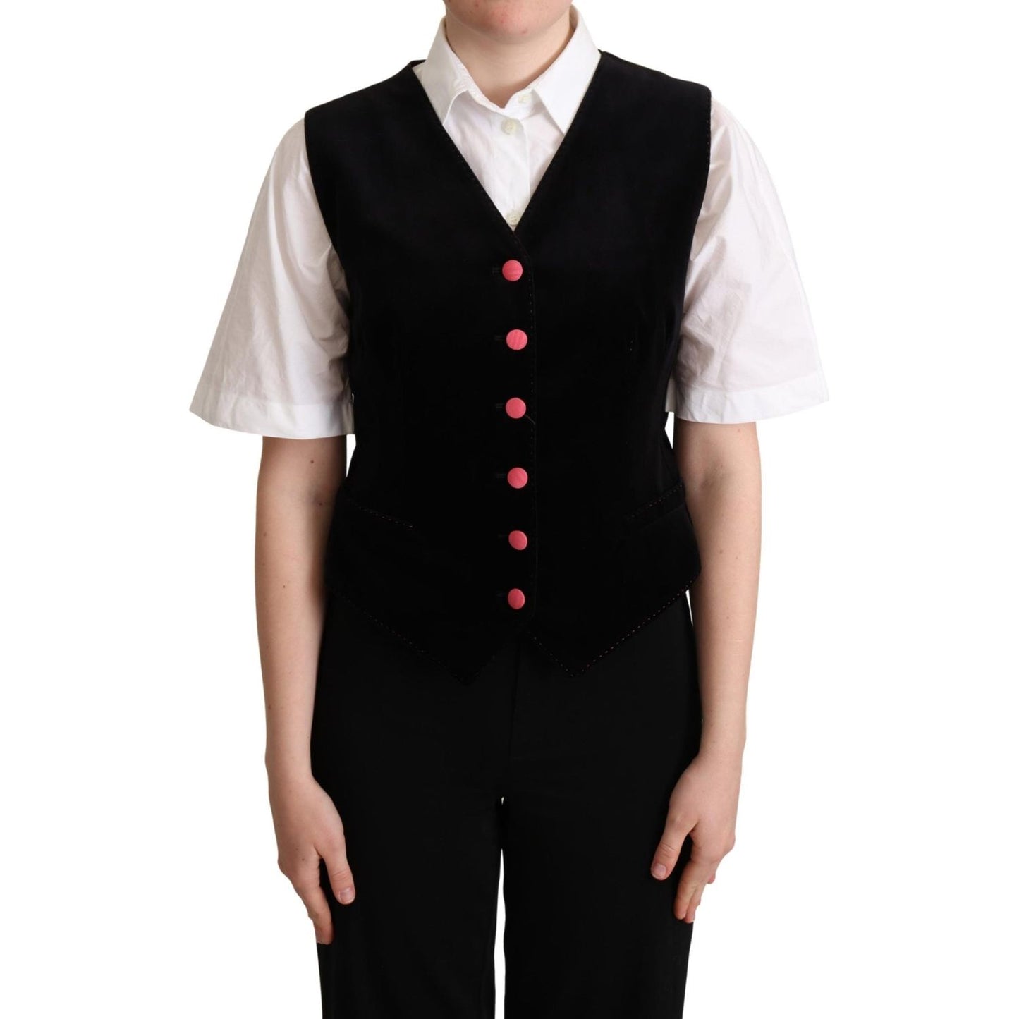 Elegant Black Velvet Sleeveless Waistcoat