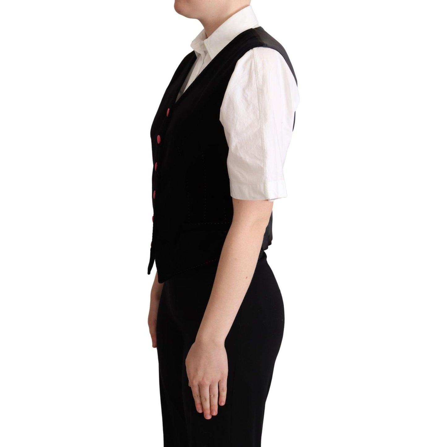 Elegant Black Velvet Sleeveless Waistcoat