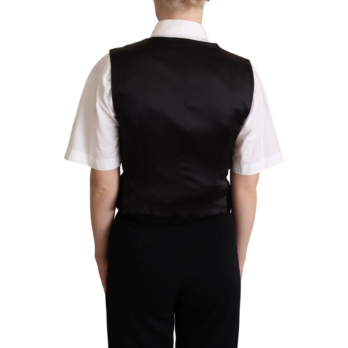 Elegant Black Velvet Sleeveless Waistcoat