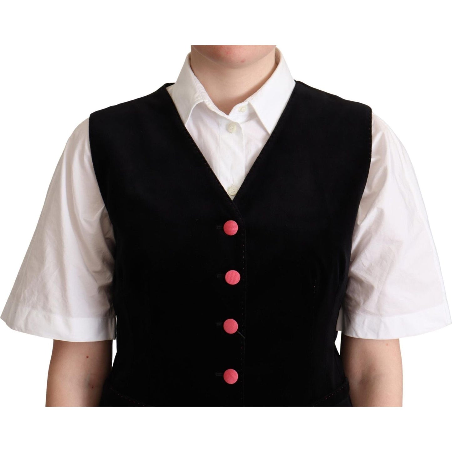 Elegant Black Velvet Sleeveless Waistcoat