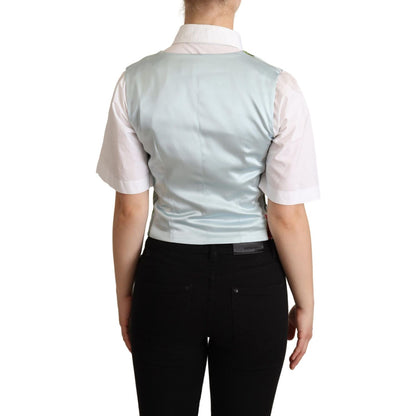 Dolce & Gabbana Mint Green Floral Silk Waistcoat Vest