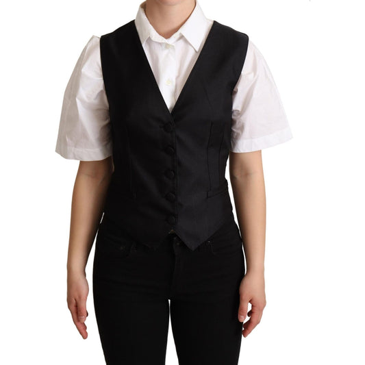 Elegant Silk Blend Black Waistcoat