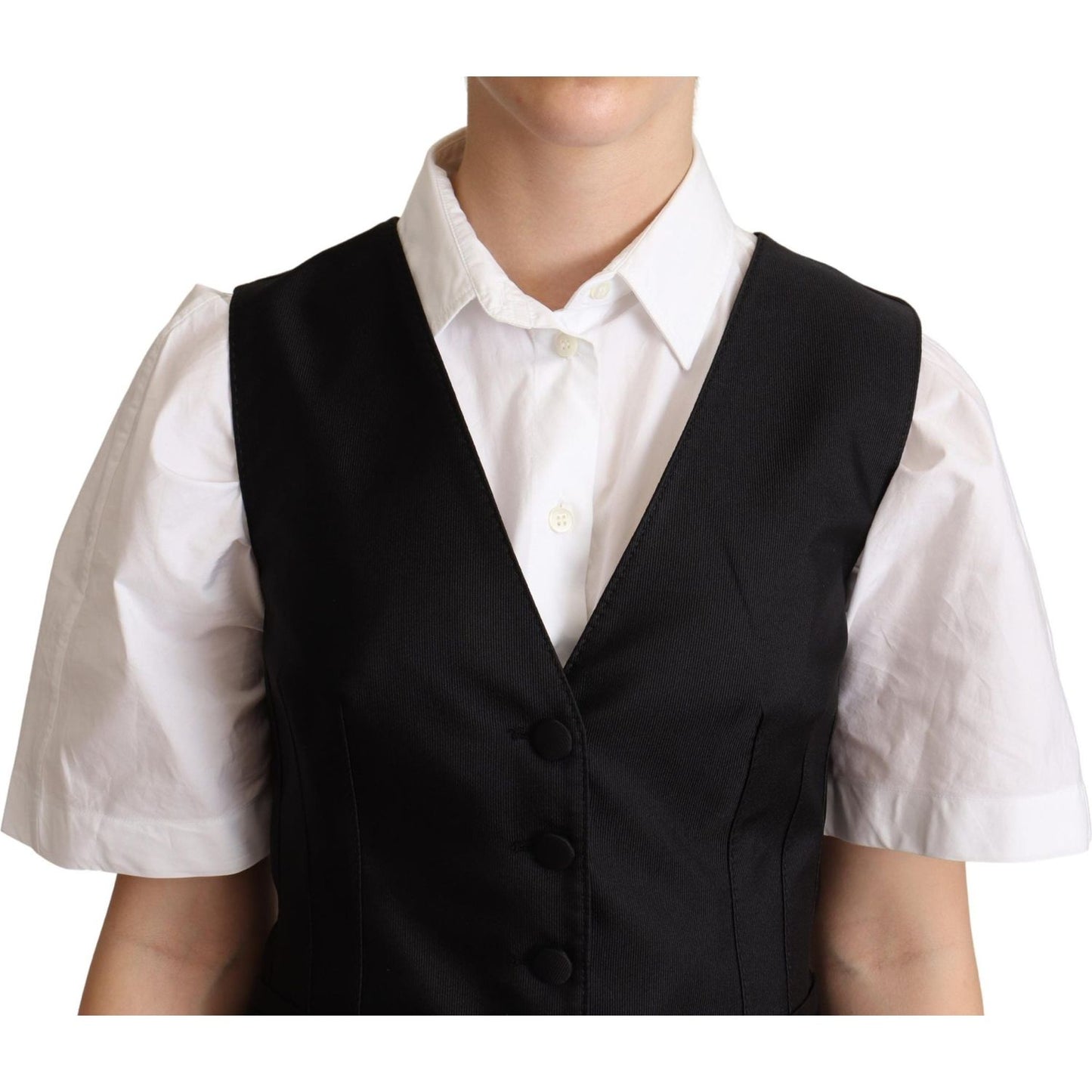 Elegant Silk Blend Black Waistcoat