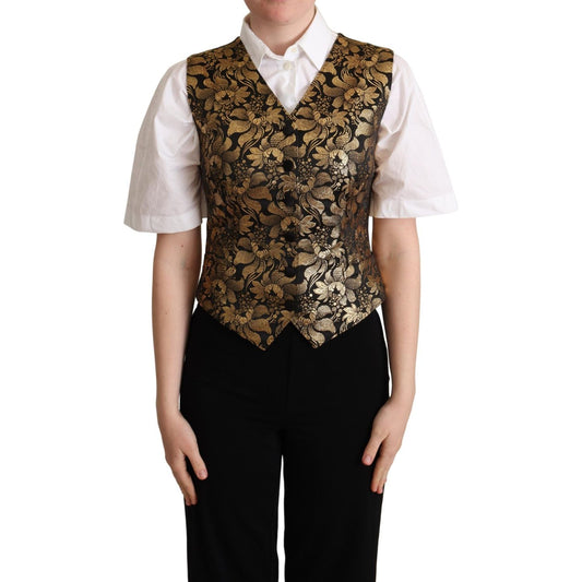 Dolce & Gabbana Elegant Black Jacquard Waistcoat Dolce & Gabbana