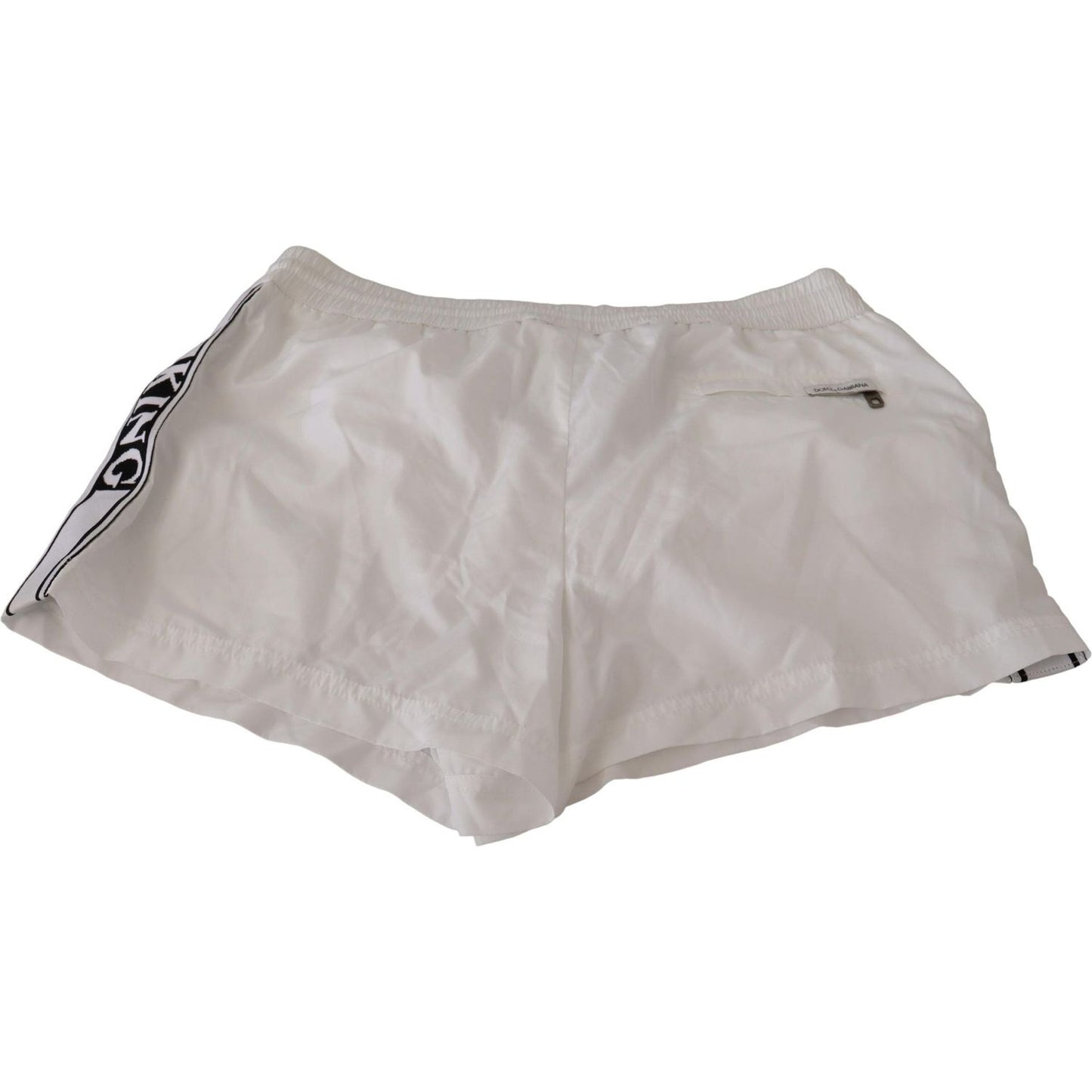 Elegant White KING Motive Swim Trunks