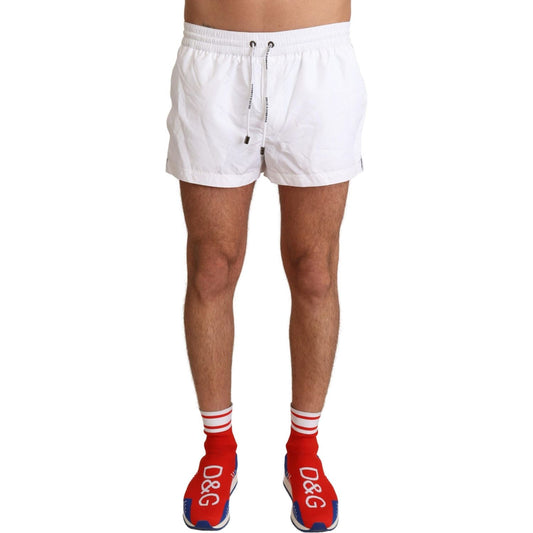 Elegant White KING Motive Swim Trunks